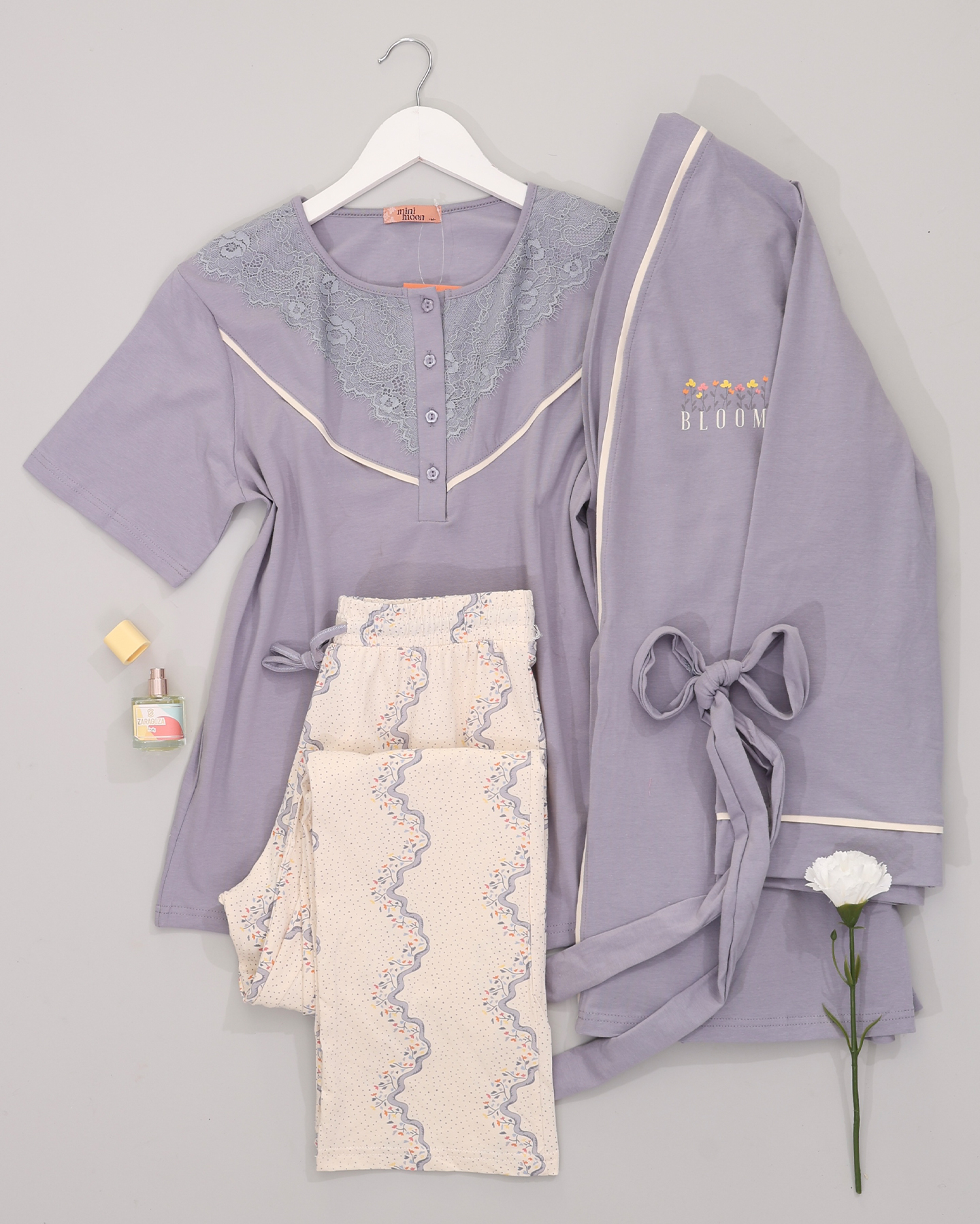 بيجامة 3 قطع قطن