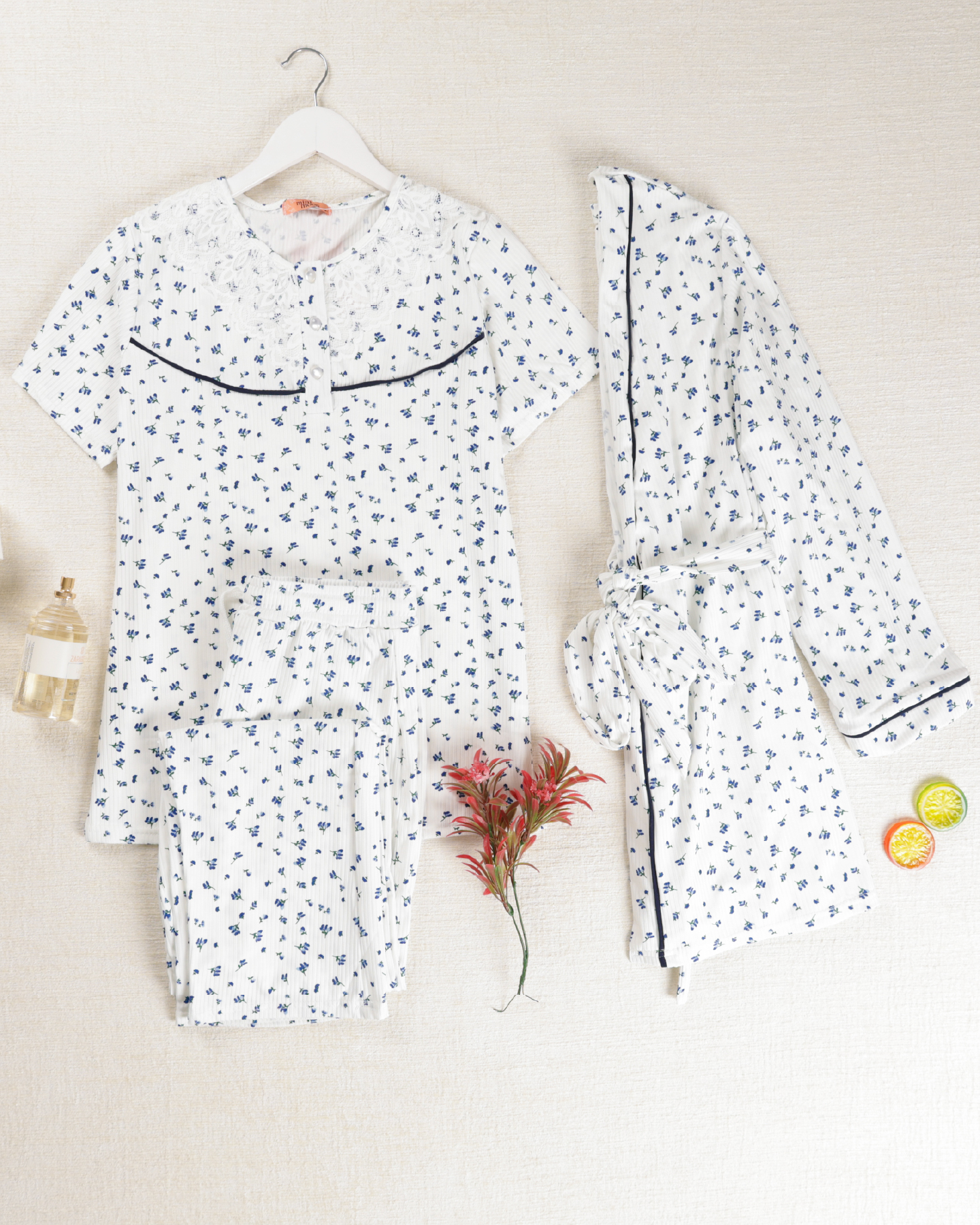 بيجامة 3 قطع قطن