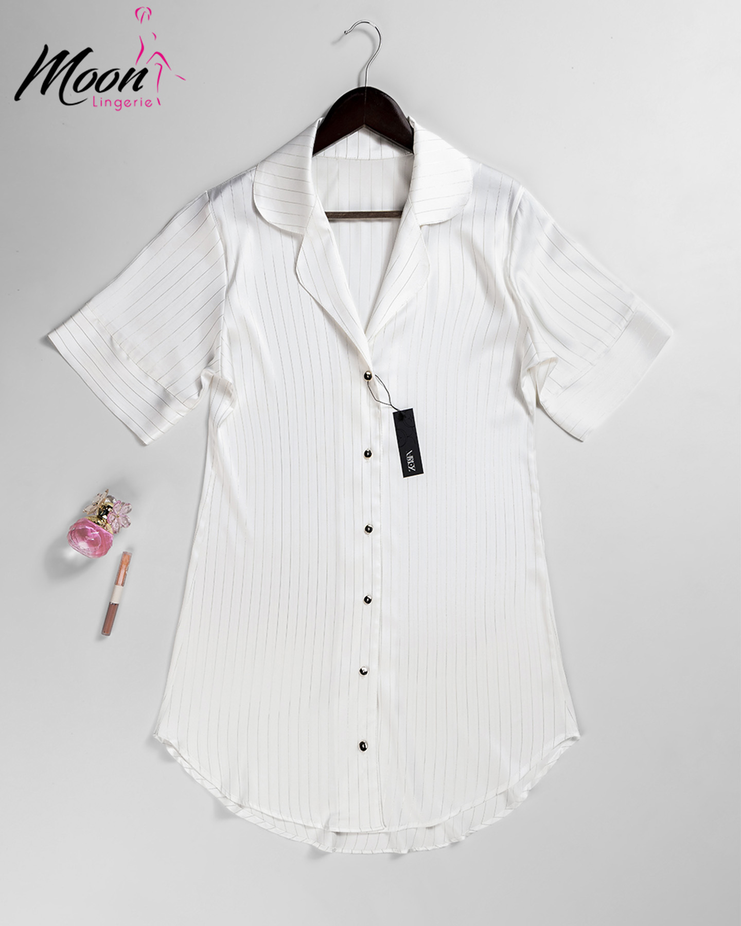 قميص نوم ساتان ازرار