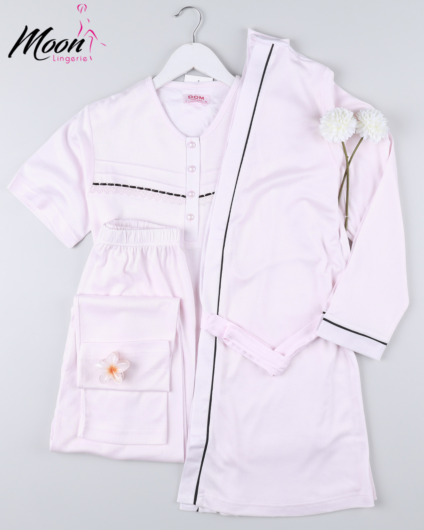 بيجامة 3 قطع قطن ربيعي